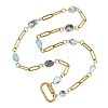 Natural Larimar Nuggets Beaded Chain Necklaces NJEW-JN06508-03-3