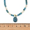 Natural Gemstone Pendant Faceted Round Gems and Natural Pearl Beaded Necklaces for Women NJEW-JN06351-5