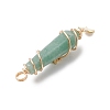 3Pcs 3 Styles Natural Green Aventurine Pointed Copper Wire Wrapped Faceted Bullet Big Pendants PALLOY-JF03572-02-5