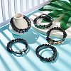 2Pcs 2 Style Natural Wood & Synthetic Hematite & Malachite Beaded Stretch Bracelets Set BJEW-JB07948-01-2