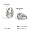 Stainless Steel Colorful Rhinestone Hoop Earrings GL4327-2-2