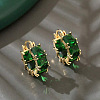 Square Brass Cubic Zirconia Hoop Earrings FS-WG57E6F-03-1