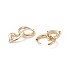 2 Pairs 2 Colors Brass Heart Dangle Hoop Earrings EJEW-JE05066-6