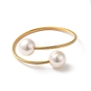 Plastic Imitation Pearl Round Beaded Cuff Bangle X-BJEW-P310-07G-1