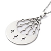 201 Stainless Steel Moon with Star Pendant Necklace with Cable Chains NJEW-Q317-06P-3