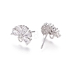 Brass Cubic Zirconia Stud Earring Findings LS-EJEW-E257-05P-2