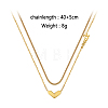 Stainless Steel Double Layer Heart Pendant Lock Collarbone Chain Necklaces for Daily Wear DN9928-5