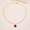 Zinc Alloy Ruby Rhinestone Love Heart Pendant Necklaces for Women TZ8226-2