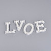 26Pcs ABS Plastic Imitation Pearl & Rhinestone & Cloth Letter Cabochons PATC-T001-01B-4