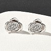 Rose Flower Brass Micro Pave Cubic Zirconia Stud Earrings EJEW-G452-08P-02-2