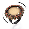 Adjustable Alloy & Iron & Rhinestone Bezel Cup Ring Base with Rotatable Tray MAK-T012-15AB-4