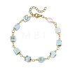 Natural Larimar Square Beaded Chain Bracelets for Women BJEW-JB14478-3