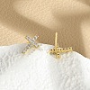 Brass Micro Pave Clear Cubic Zirconia Stud Earrings EJEW-R016-26G-18-3