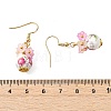 Handmade Flower Printed Porcelain Ceramic Dangle Earrings EJEW-JE07288-01-4