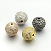 Brass Micro Pave Cubic Zirconia Round Beads ZIRC-M039-13-RS-1