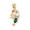 Brass Micro Pave Cubic Zirconia Pendants X-KK-P233-02G-1