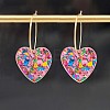 Glitter Heart Acrylic & Titanium Alloy Hoop Earrings for Women FS-WG2AED5-02-2