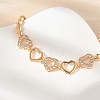 Brass Micro Pave Cubic Zirconia Link Chain Bracelets KK-R217-47G-3