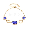 304 Stainless Steel & Glass Imitation Cat Eye Link Bracelets BJEW-D460-11G-5