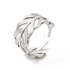 Non-Tarnish 304 Stainless Steel Leafy Branch Open Cuff Ring for Women RJEW-K245-31P-3