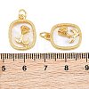 Brass Micro Pave Clear Cubic Zirconia with White Shell Pendants CU-CBA9482-02G-02-3