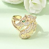 Brass Micro Pave Cubic Zirconia Cuff Open Rings for Women RJEW-F216-02G-1