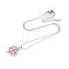 Brass Cubic Zirconia Clover Pendant 304 Stainless Steel 
Chain Necklaces NJEW-T018-03P-2