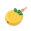 Alloy with Yellow Enamel Pendants AL-CBAE186-02G-02-2