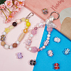 10Pcs Polymer Clay Pave Rhinestone Rectangle Beads with Resin Heart CLAY-SC0002-13-4