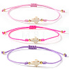 3Pcs Dyed Synthetic White Turquoise & Brass Beaded Braided Bead Bracelets QB7029-13-3