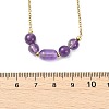 Natural Mixed Gemstone Column Round Beaded Pendant 304 Stainless Steel Cable Chains Necklaces for Women NJEW-JN06094-5