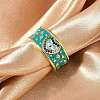 Brass Micro Pave Cubic Zirconia Enamel Cuff Rings for Women RJEW-L113-019G-01-1