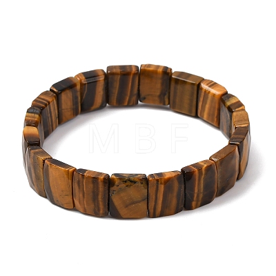 Natural Tiger Eye Beaded Stretch Bracelets for Unisex G-K303-02A-1