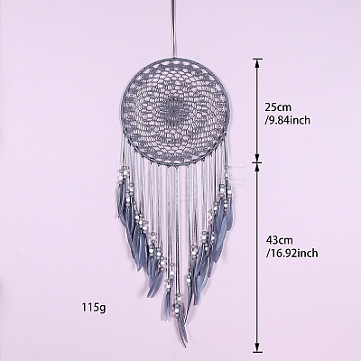 Woven Web/Net with Feather Wall Hanging Decorations PW-WG80788-01-1