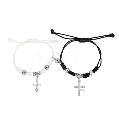 Alloy Rhinestone & Wax Cord Charm Bracelets WG5D9F2-01-1