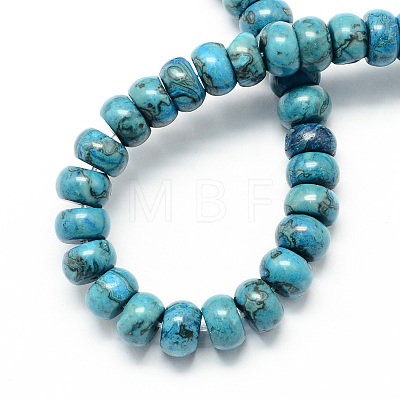 Dyed Natural Blue Agate Stone Rondelle Beads Strands X-G-S105-8mm-14-1