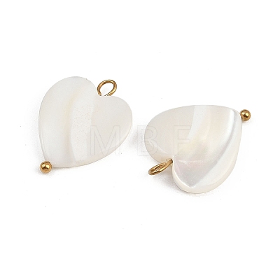 Natural Shell Heart Pendants STAS-D378-34G-1