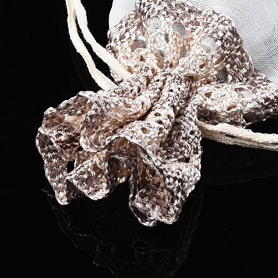Polyester Lace & Slub Yarn Drawstring Gift Bags OP-Q053-010A-1