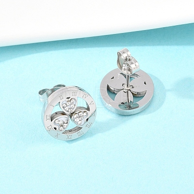 Flower 304 Stainless Steel Stud Earrings EJEW-H175-01P-1