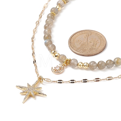 Star & Moon Pendant Necklaces Sets for Women NJEW-JN04126-1
