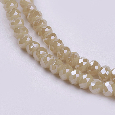 Electroplate Glass Beads Strands GLAA-F077-PL04-1