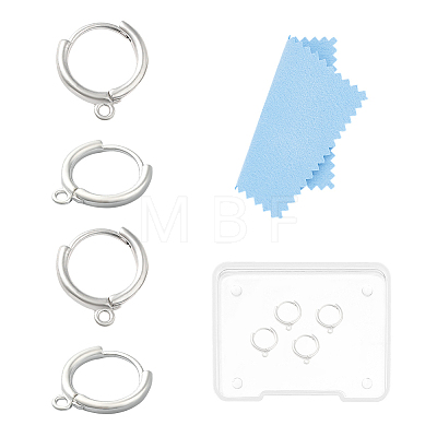 2 Pairs 925 Sterling Silver Hoop Earring Findings STER-UN0001-76-1