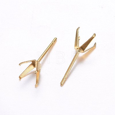 304 Stainless Steel Prong Earring Settings X-STAS-O098-06G-04-1