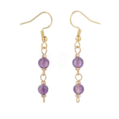Natural Stone Round Beaded Dangle Earrings EJEW-JE04830-1