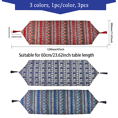 3Pcs 3 Colors Ethnic Style Cotton Hemp Table Runners DIY-CA0005-88-1