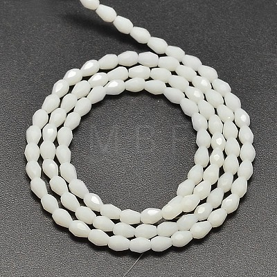 Imitation Jade Faceted Teardrop Glass Beads Strands EGLA-J132-B03-1