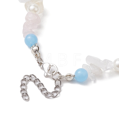 Natural Rose Quartz & Quartz Crystal Necklaces NJEW-JN04881-1