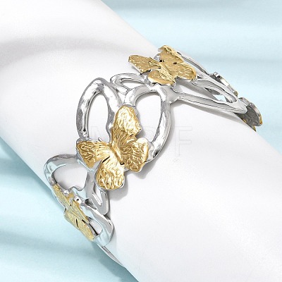 Hammered 304 Stainless Steel Cuff Bangles for Women BJEW-Z177-01GP-04-1