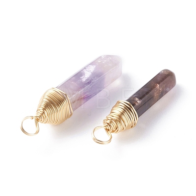 Natural Amethyst Double Terminated Pointed Pendants PALLOY-JF01211-01-1