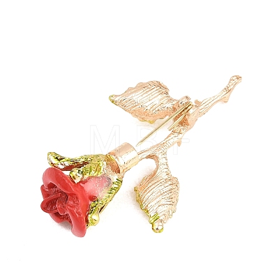 Electroplate Rose Flower Shape Alloy & Imitation Pearl Lapel Pins for Backpack Clothes JEWB-B037-01C-1